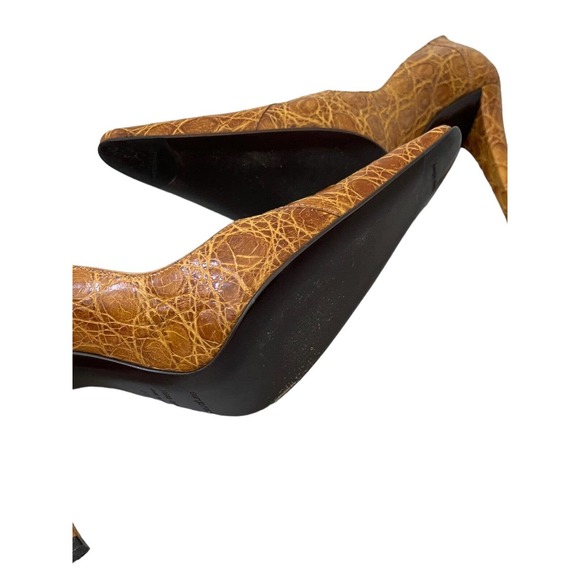 Sergio Rossi‎ Alligator Pointed Pumps 4" Italy Leather Rare size 38.5" - Picture 8 of 9